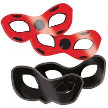 Produktbild amscan Masken Miraculous rot und schwarz, 8 Stück