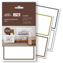 Avery Zweckform 62009 Haushaltsetiketten, weiß, 97 x 73 mm, 5 Bogen/10 Etiketten, 4 Farben pro Packung - 0