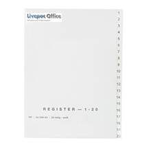Produktbild B + R Ordner Register 1-20, DIN A4, weiß, 5 Stück