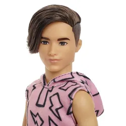 Barbie Ken Fashionistas Puppe im pinken Hoodie mit Blitzen - 2