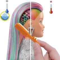 Barbie Leoparden Regenbogen-Haar Puppe mit Farbwechseleffekt, 16 Zubehörteilen - 1