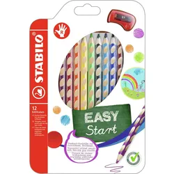 Ergonomischer Buntstift für Rechtshänder - STABILO EASYcolors - 12er Pack mit Spitzer - mit 12 verschiedenen Farben - 0
