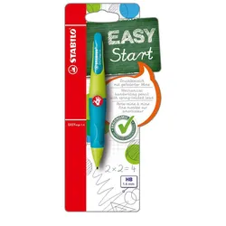 Ergonomischer Druck-Bleistift für Rechtshänder - STABILO EASYergo 1.4 in neonlimonengrün/aquamarin - Einzelstift - inklusive 3 dünner Minen - Härtegrad HB - 0