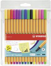 Produktbild Fineliner - STABILO point 88 - 15er Pack - mit 15 verschiedenen Farben inklusive 5 Neonfarben