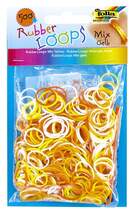 Produktbild Folia 331591 Rubber Loops Mix, 500 Gummibänder, inklusive 25 Stück Clips und 1 Häkelnadel, gelb