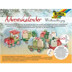 Produktbild Folia Adventskalender Weihnachtszug, 60 teiliges Bastelset mit vorgestanzter Eisenbahn