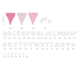 goki Buchstabenwimpelkette rosa, mit 10 Wimpeln - 0