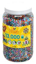 Hama Bügelperlen Bügelperlen Midi, ca. 13.000 Stück in Dose, 6 verschiedene, gestreifte Farben - 0