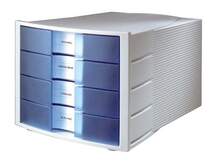 Produktbild HAN Schubladenbox IMPULS, 4 geschlossene Schubladen, grau/transluzent-blau