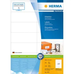 HERMA 4452 Etiketten A4, weiß, 100 Blatt  105x42 mm  - 0