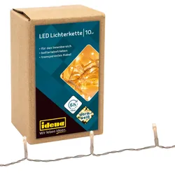 Produktbild Idena 10er LED Lichterkette, warmweiß, für innen, batterieb., Timer