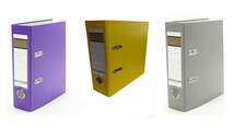 Produktbild Livepac Office Ordner DIN A5, quer, 75 mm breit, 3 Stück je 1x in gelb, lila und grau