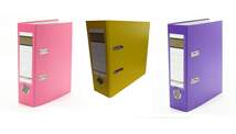 Produktbild Livepac Office Ordner DIN A5, quer, 75 mm breit, 3 Stück je 1x in gelb, pink und lila
