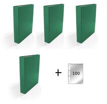 Produktbild Livepac Office Ringbuch DIN A5, 2-Ring, grün, 4 Stück inklusive 100 Prospekthüllen