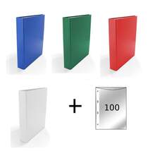 Produktbild Livepac Office Ringbuch DIN A5, 4 Stück je 1x in rot, grün, blau und weiß + 100 Prospekthüllen