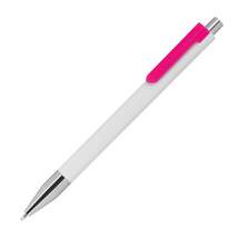 Produktbild Macma Kugelschreiber weiß mit pinkem Clip, 10 Stück