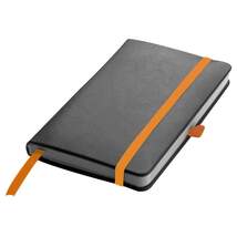Macma Notizbuch mit orangem Lesebändchen, DIN A6, 160 linierte Seiten, schwarz - 0