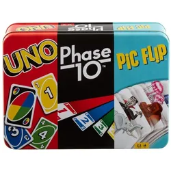 Mattel Games Kartenspiel-Klassiker in Metalldose: UNO, Phase 10, Pic Flip - 0