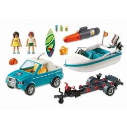 Playmobil surfer pickup with shop speedboat