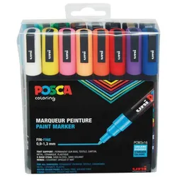 Produktbild Posca Marker mit feiner Rundspitze, 16er Set Grundfarben