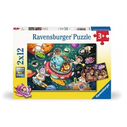 Produktbild Ravensburger Kinderpuzzle Tiere im Weltall, 2x12 Teile