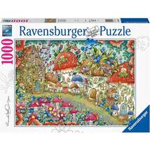 Ravensburger Puzzle - Niedliche Pilzhäuschen in der Blumenwiese, 1000 Teile - 0