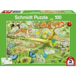 Schmidt Spiele KinderPuzzle - Tiere im Regenwald, 100 Teile - 0