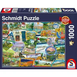 Schmidt Spiele Puzzle - Reise-Sticker, 1000 Teile - 0
