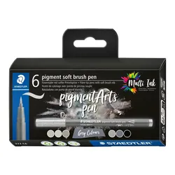 STAEDTLER® pigment soft brush pen 372 - Grey Colours, 6-teilig - 0