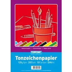 Stylex Tonzeichenpapier DIN A4, 120g, 10 Farben, 20 Blatt - 0