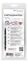 Tombow ABT Dual Brush Pen mit zwei Spitzen Candy Colours 6St - 1