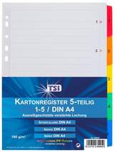 Produktbild TSI Mylar 1-5 Ordner-Register mit farbigen PP-Taben, DIN A4, 5 Stück