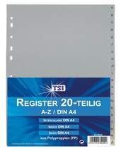 TSI Ordner Register von A-Z aus PP, DIN A4, 10 Stück - 0