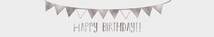 URSUS Banderolen Happy Birthday, ca. 4 x 23 cm, 5 Stück, weiß / silber - 0